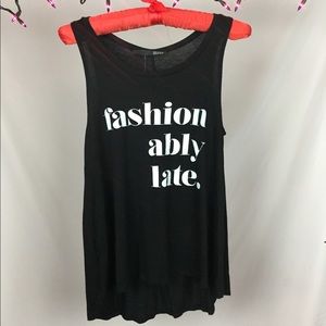 Fashionably Late Black Sleeveless Top